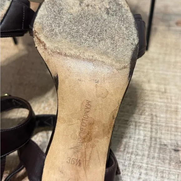 Manolo Blahnik brown leather high heel sandals