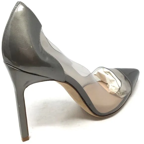 Manolo Blahnik Pacha Women's Size 37/7 Gray Patent Leather Clear PVC Pump Shoes