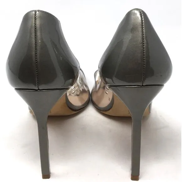 Manolo Blahnik Pacha Women's Size 37/7 Gray Patent Leather Clear PVC Pump Shoes