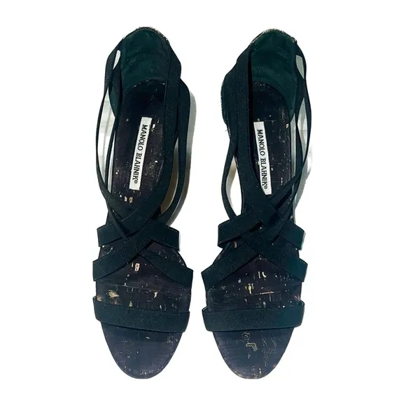 Manolo Blahnik Slingback Strappy Heeled Sandals, size 39.5