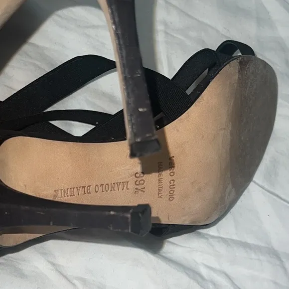 Manolo Blahnik Slingback Strappy Heeled Sandals, size 39.5