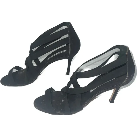Manolo Blahnik Slingback Strappy Heeled Sandals, size 39.5