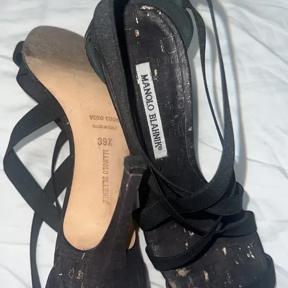 Manolo Blahnik Slingback Strappy Heeled Sandals, size 39.5