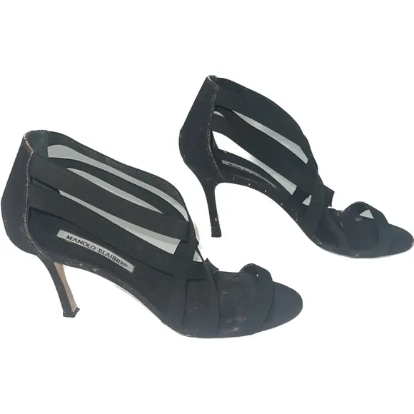 Manolo Blahnik Slingback Strappy Heeled Sandals, size 39.5