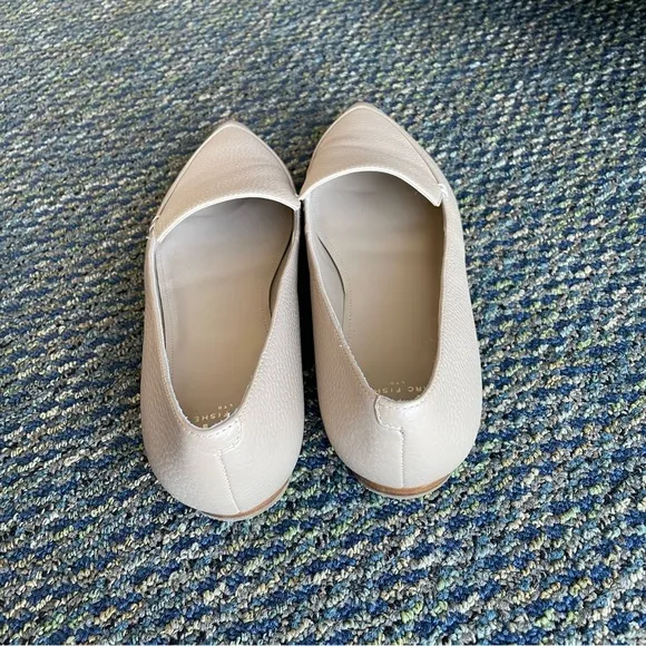 MARC FISHER Beige Leather Loafers with Wooden Heel