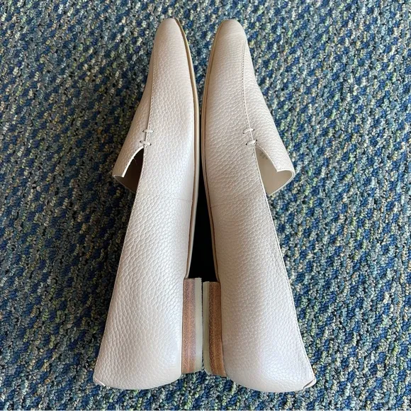 MARC FISHER Beige Leather Loafers with Wooden Heel