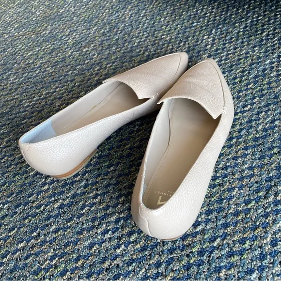 MARC FISHER Beige Leather Loafers with Wooden Heel