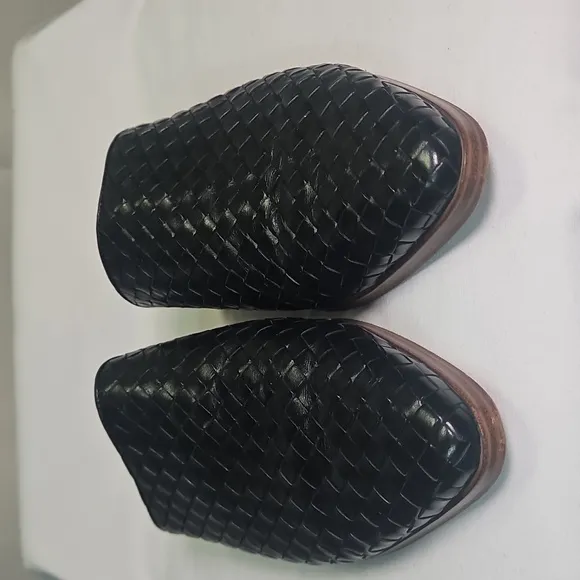 Marc Fisher Black Woven Leather Mules