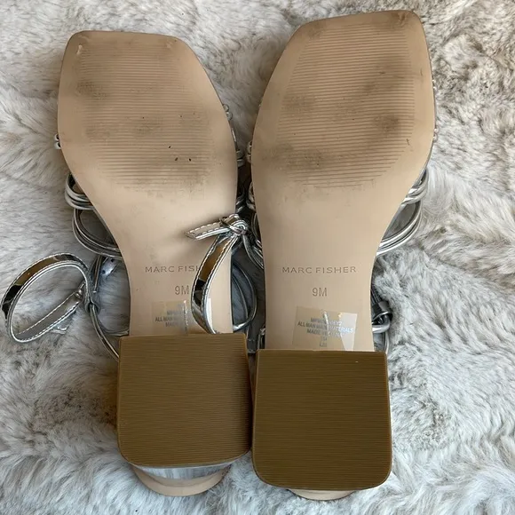 Marc Fisher heeled Silver Strappy Sandals