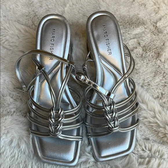 Marc Fisher heeled Silver Strappy Sandals