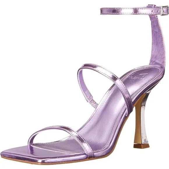 Marc Fisher Women Heeled Sandal Dalida Strappy Square Toe Metallic Purple 7