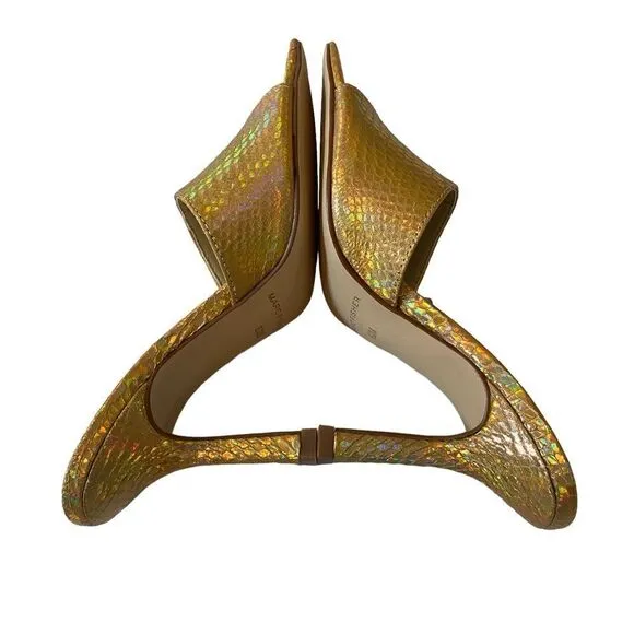 Marc Fisher Square Toe Metallic Gold Slide Heel Sz 6.5