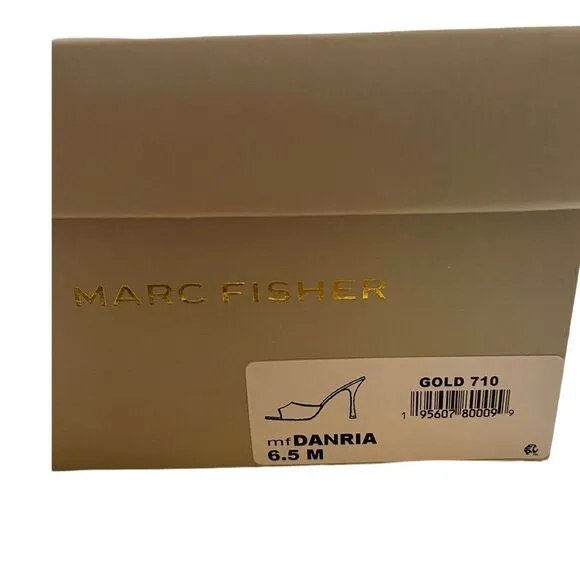 Marc Fisher Square Toe Metallic Gold Slide Heel Sz 6.5