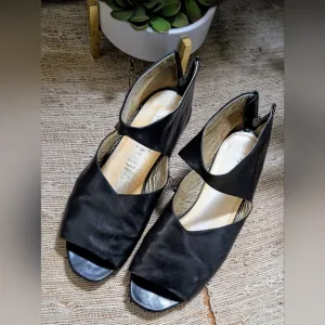 Marsell black soft leather open-toe shoes/booties