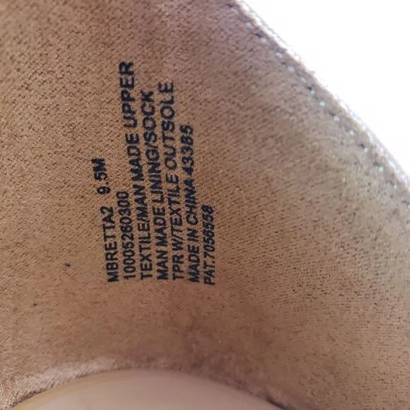 Material Girl Bretta Womens Size 9.5 Nude Bling Open Toe Cork Wedge Sandal Shoes