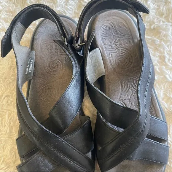 MBT Black Leather Strappy Sandals