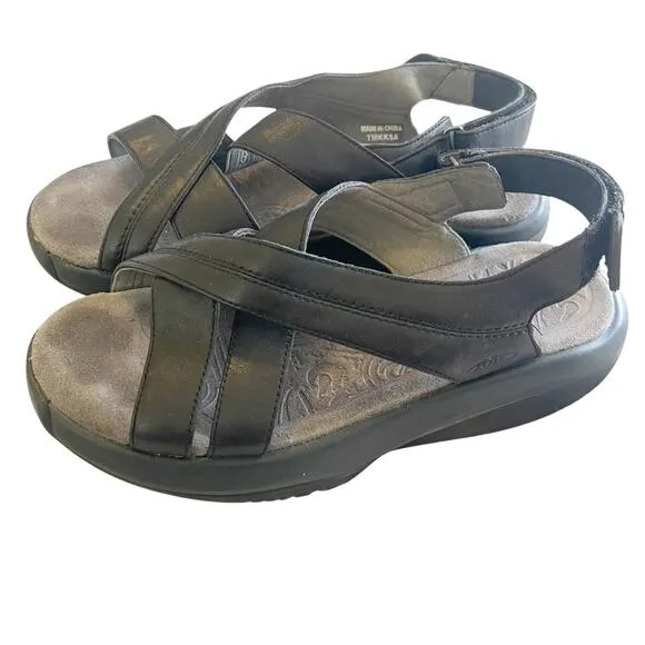 MBT Black Leather Strappy Sandals