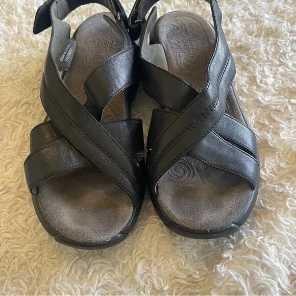 MBT Black Leather Strappy Sandals