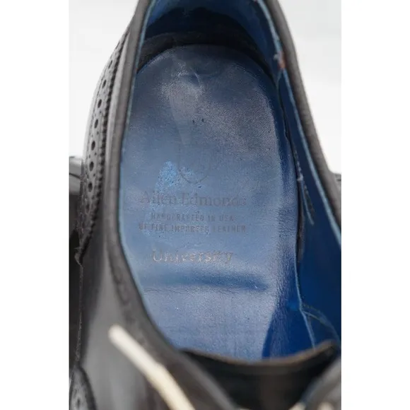MENS ALLEN EDMONDS UNIVERSITY DRESS SHOES DAINITE SOLES BLACK LEATHER 14 D