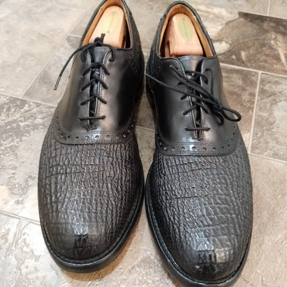 Men's Black Shark Skin Saddle Shoes circa 2000 excellent condition L@@K