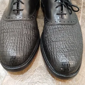 Men's Black Shark Skin Saddle Shoes circa 2000 excellent condition L@@K