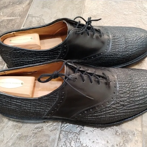 Men's Black Shark Skin Saddle Shoes circa 2000 excellent condition L@@K