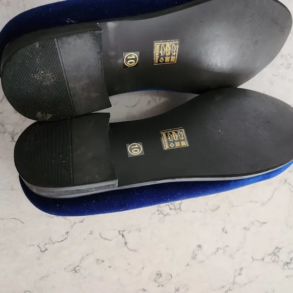Mens Blue Velvet Loafer Shoes sz 10