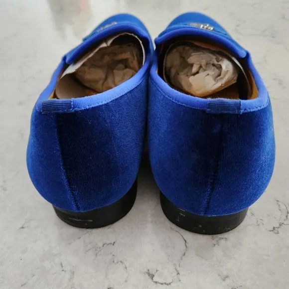 Mens Blue Velvet Loafer Shoes sz 10