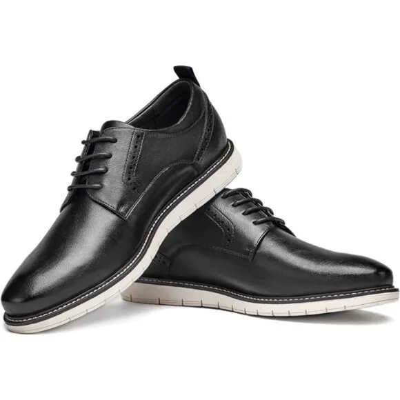Men's Casual Oxfords Plain Toe Business Formal Dress Shoes, Brown
