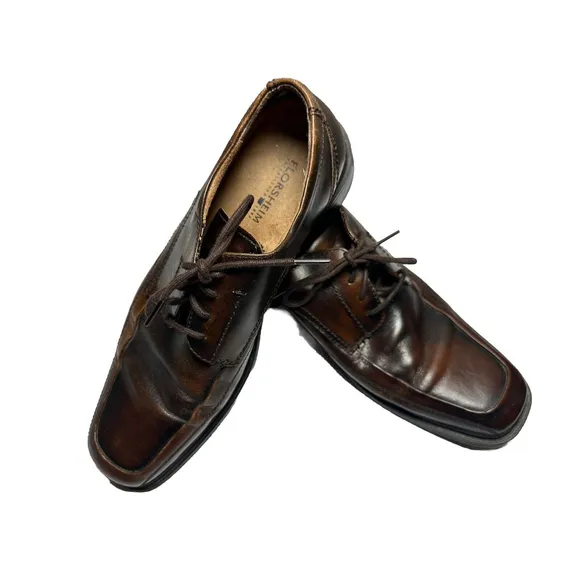 Men's FLORSHEIM Stitch-Toe Oxford Comfort Dress Shoes Brown Leather-10 D-‎ NICE!
