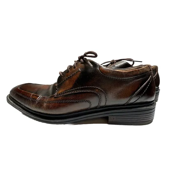 Men's FLORSHEIM Stitch-Toe Oxford Comfort Dress Shoes Brown Leather-10 D-‎ NICE!