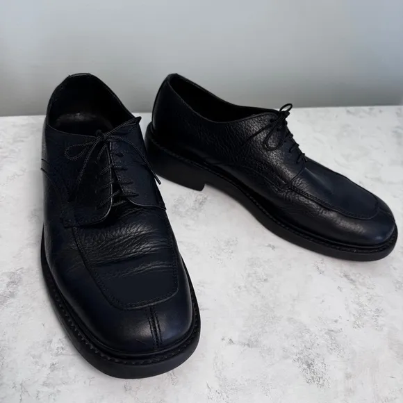 Men's J. Crew Leather Dress Shoes Size 10.5 Black Made in Italy Derby Oxford