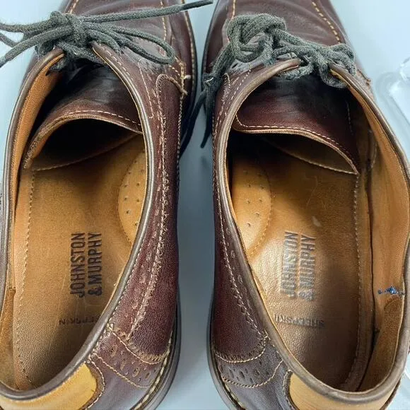 Men's Johnston &amp; Murphy Flex Mahogany Leather Oxford Dress Shoes Brown US 9