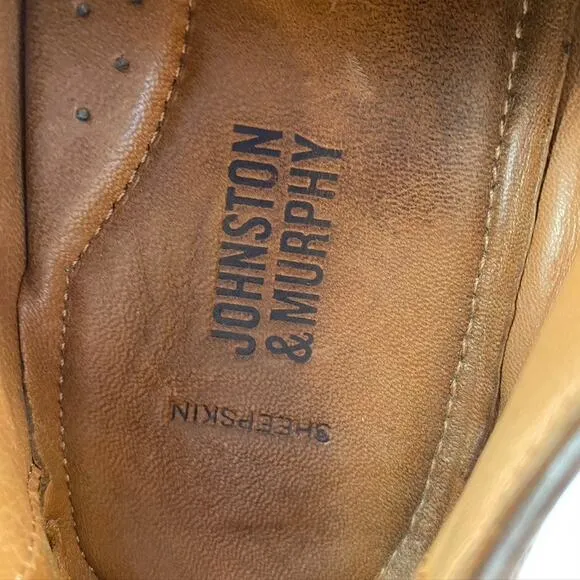 Men's Johnston &amp; Murphy Flex Mahogany Leather Oxford Dress Shoes Brown US 9