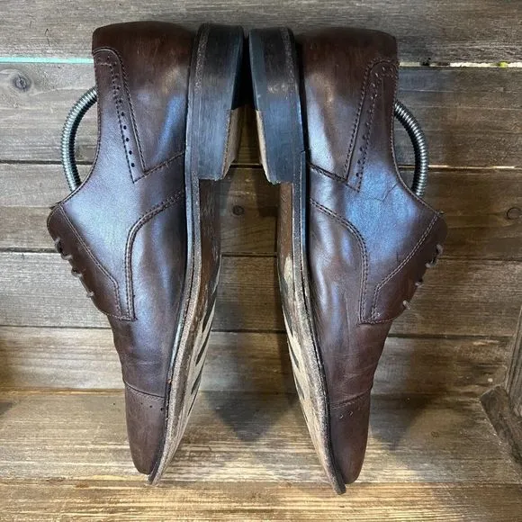 Mens Johnston &amp; Murphy Brown Leather Cap Toe Brogue Dress Shoes Size‎ 10 M GUC