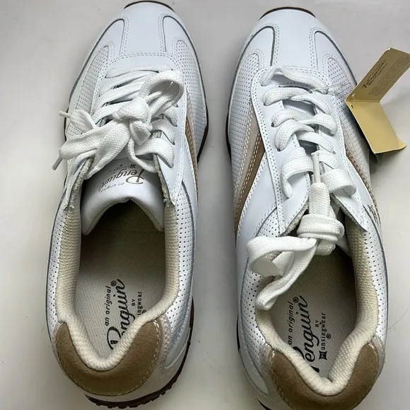 Men’s Original Penguin by Munsingwear Lace Up Shoes Size 11.5 White/Tan NIB