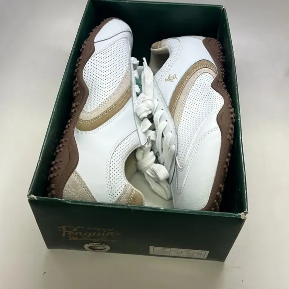 Men’s Original Penguin by Munsingwear Lace Up Shoes Size 11.5 White/Tan NIB