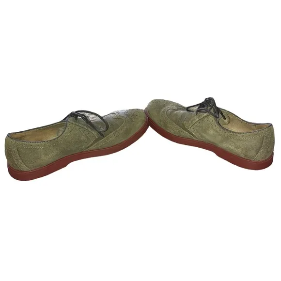 Men’s Polo By Ralph Lauren Mossy Green Wing Tipped Leather Dress Shoes. Size 8.