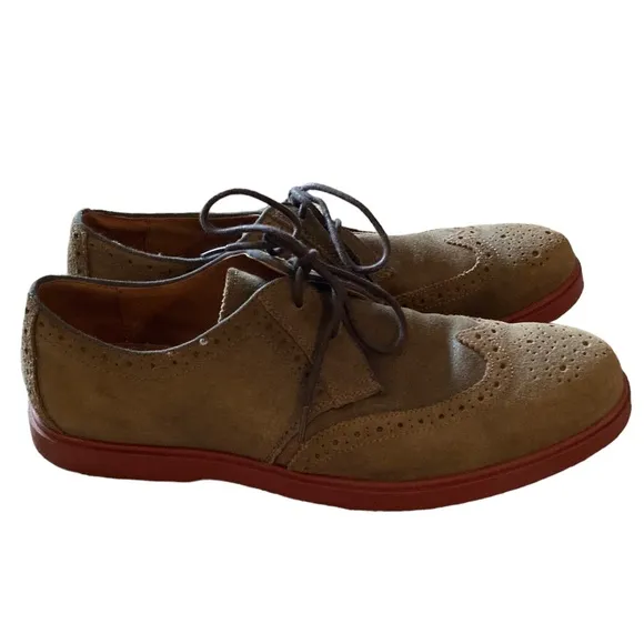 Men’s Polo By Ralph Lauren Mossy Green Wing Tipped Leather Dress Shoes. Size 8.