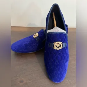 Men’s Royal Blue Suede Stacy Adams wedding Oxford 11 loafers shoes velour