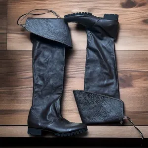 Mens Size 11.5 Handmade Leather Thigh High Buccaneer Boots Renaissance Cosplay