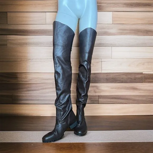 Mens Size 11.5 Handmade Leather Thigh High Buccaneer Boots Renaissance Cosplay