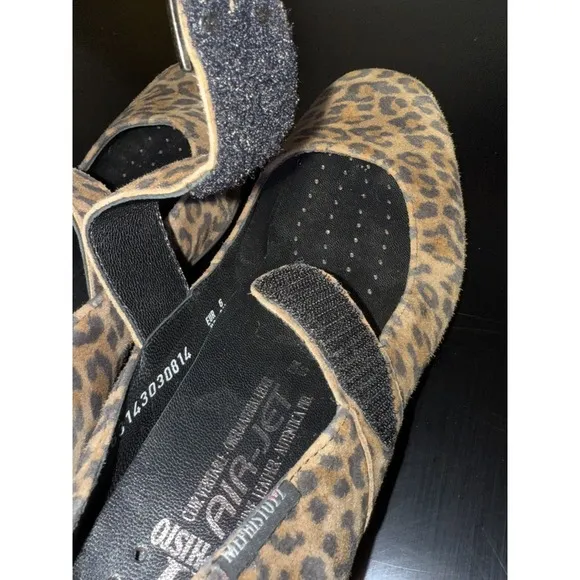 MEPHISTO Kimona Mary Jane Wedge Pumps Shoes leopard Print Suede Size 8.5  8 1/2