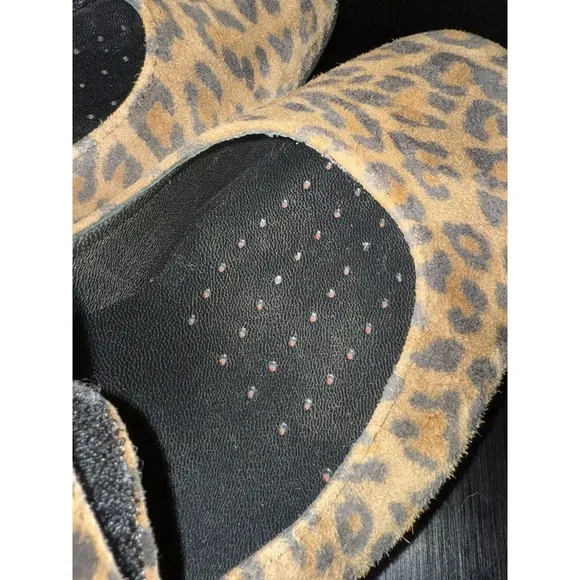 MEPHISTO Kimona Mary Jane Wedge Pumps Shoes leopard Print Suede Size 8.5  8 1/2