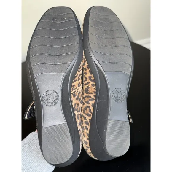 MEPHISTO Kimona Mary Jane Wedge Pumps Shoes leopard Print Suede Size 8.5  8 1/2