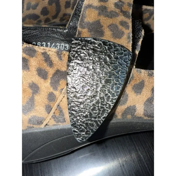 MEPHISTO Kimona Mary Jane Wedge Pumps Shoes leopard Print Suede Size 8.5  8 1/2