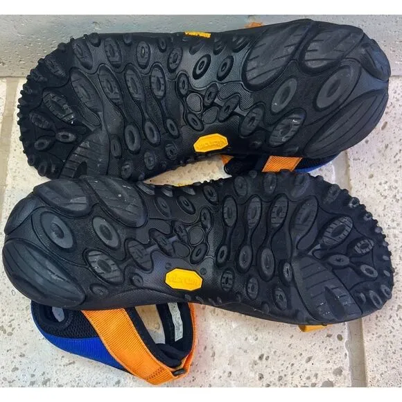 Merrell Men’s Kahuna Blue Orange Strappy Sandals Hook Loop Vibram Men Sz 11