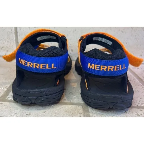 Merrell Men’s Kahuna Blue Orange Strappy Sandals Hook Loop Vibram Men Sz 11