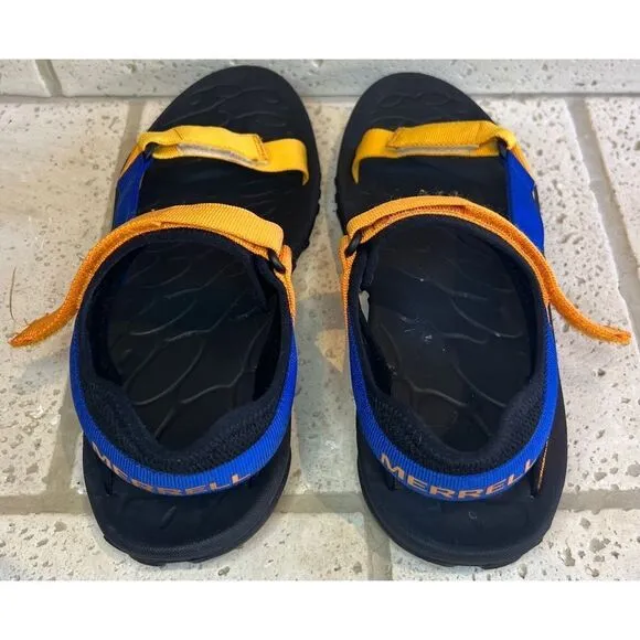 Merrell Men’s Kahuna Blue Orange Strappy Sandals Hook Loop Vibram Men Sz 11