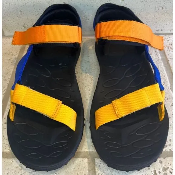 Merrell Men’s Kahuna Blue Orange Strappy Sandals Hook Loop Vibram Men Sz 11